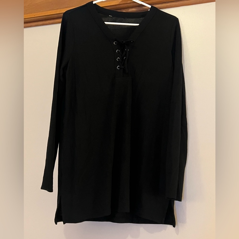 Black long sleeve with lace in the front